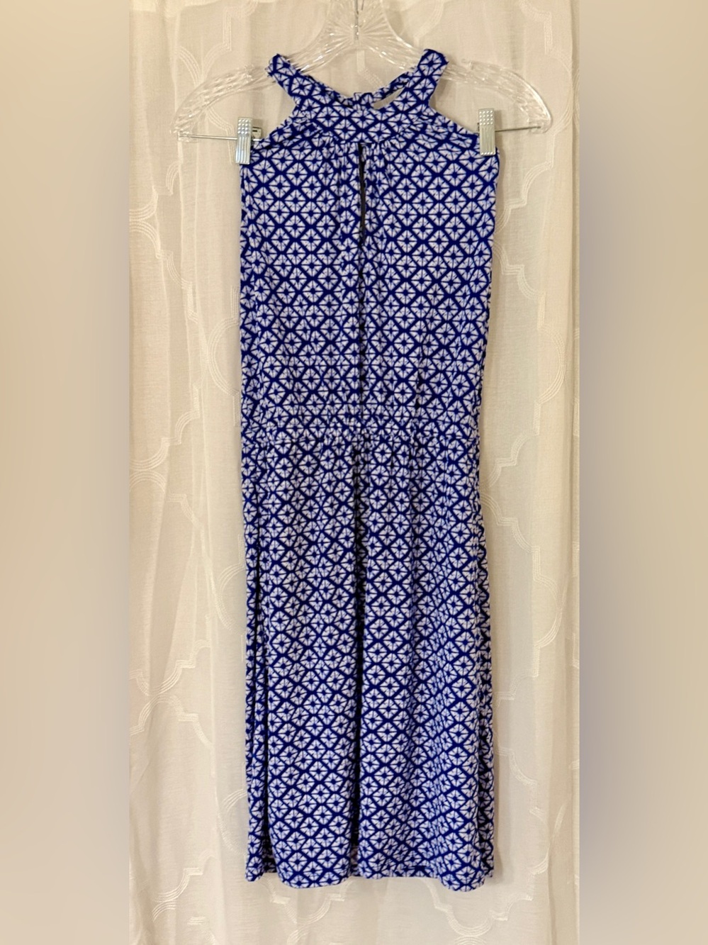 Banana Republic XS Blue White Geometric Print Knee Length Dress